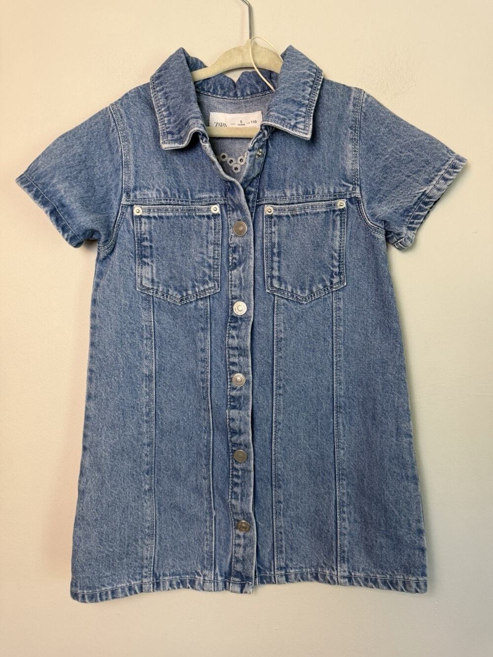 Zara Denim Short Sleeve Shirt Dress Girls Sz 5 NEW